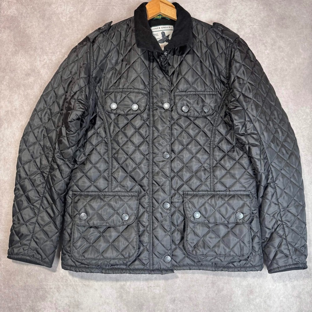 Over Under Womens Black Quilted Field Jacket Fleece Lined Made in England Large